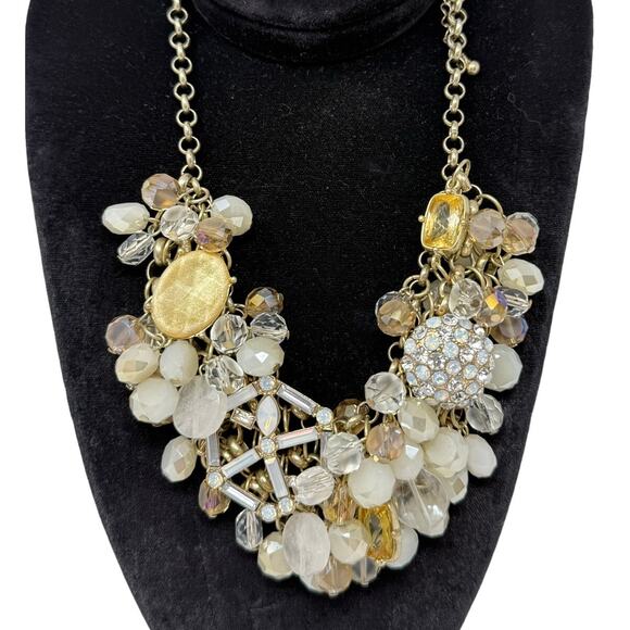 Bridal Statement Necklace Gold and Ivory 9.5" Adjustable Length - Picture 1 of 4